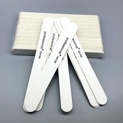 China Free Samples 120 Wooden Nail Tools Straight Grit Nail File White for sale