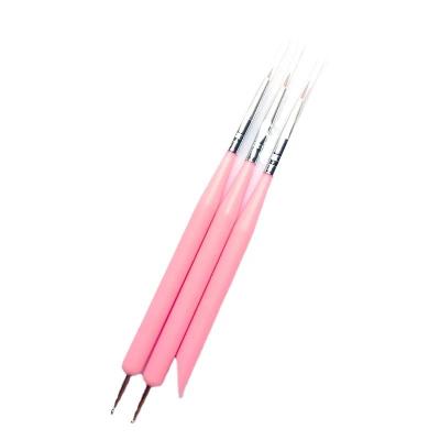 China Best Manicure Beauty Tool 2 Product in 1 Nail Art Liner Brush Set Nail Art Pen 3pcs for sale