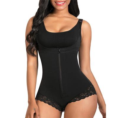 China Hot Selling Zipper Breathable Front Waist Control Trainer Open Chest Body Shaper For Women Slimming Sports Suit for sale