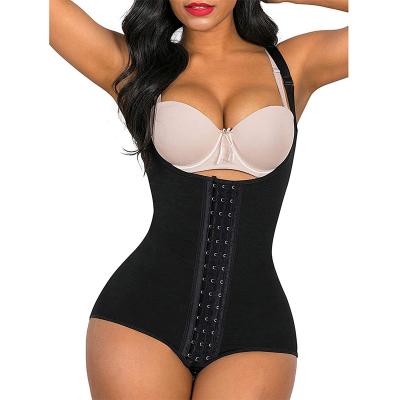 China Dropshipping Women Breathable Open Butt Bust Belly Strap Lift Up Waist Triple Buckle Slimming Control Shaping Jumpsuit for sale