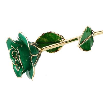 China Thanksgiving Gifts Wholesale 24K Gold Plated Green Roses For Decoration And Birthday Gifts for sale