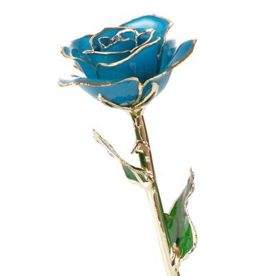 China Wholesale Real Rose Stem 24K Lacquer Gold Long Dipped Rose Trimmed For Christmas And Valentine's Day Gifts for sale