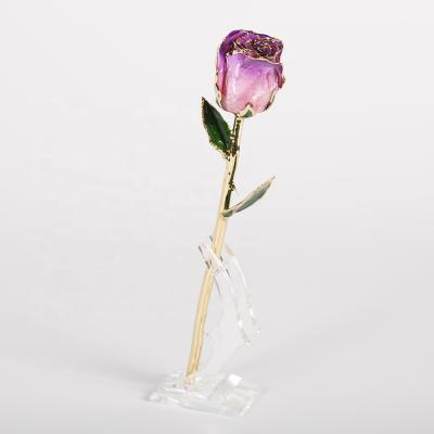 China Real Rose Gold Plated Rose Fresh Preserved Flower Gold Plated 24k Gold Plated Rose Eternal Roses Bloom Mother's Day for sale