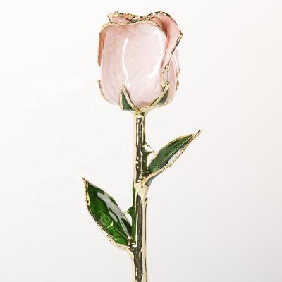 China Real Rose 24k Gold Plated Rose Fresh Rose With Stem Present Rose Gift Valentine Mother's Day Eternal Rose Preserved Flower for sale