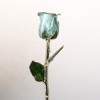 China Real Rose Gold Rose Fresh Rose With Stem Flower Present Preserved Handmade Eternal Rose for sale