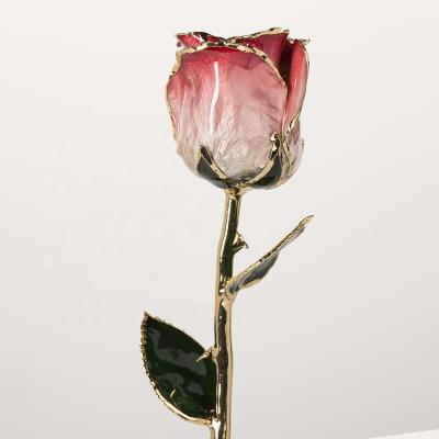 China Real Rose Gold Plated Eternal Rose Fresh Rose With Stem Present Rose Gift Valentine's Day Preserved Flowers Offering for sale