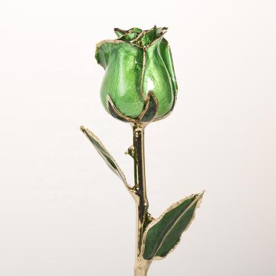 China Real Rose Gold Plated Rose Green Fresh Rose Wholesale With Stem Present Rose Gift Valentine's Day Mother's Day for sale