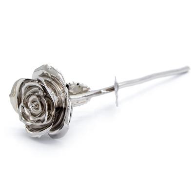 China Real Natural Rose 24k Platinum Dipped Rose With Gift Box Handmade Flower Holiday Decoration Christmas Valentine Gift for sale