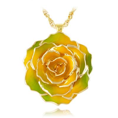 China Alloy Gold And Real Rose Gifts Woman Rose Necklace Wholesale For Christmas Valentine Gift for sale