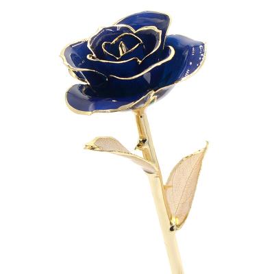 China Real Rose Gold Plated Rose With 24k Gold Plated Natural Rose For Valentine Gift, Mother's Day Gold Foil Flower Girlfriend Gifts for sale