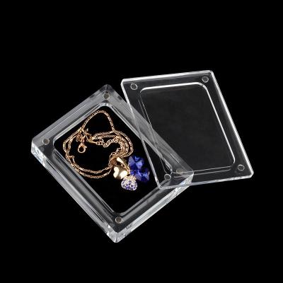 China Handmade Stand Photo Frames Jade Clear Display LOGO Double Sided Strong Magnets Custom Acrylic Transparent Packaging Jewelry Pendant Box for sale