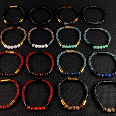 China Turquoise fashion stainless steel red blue bead bracelet casual/sporty men's bracelets jewelry bangle bracelet leather black wrap bracelet for sale