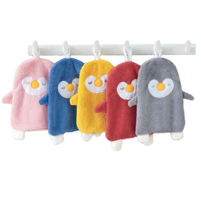 China Latest Product Soft Microfiber Hypoallergenic Hang Hand Towel Polyester Colorful Hand Towels For Kids Bathroom for sale