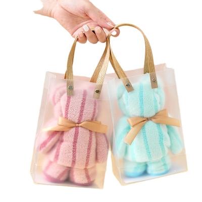 China 100% Bamboo Bath Towel Set Little Bear Gift Bath Towel Coral Velvet Turkish Cotton Toallas Hotel Sustainable Cute Luxury Soft Face Shower for sale