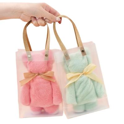 China Coral Velvet Pineapple Lattice Towel Amazon Handbag Hypoallergenic Packing Cheap Gift Bear Wedding Towel for sale