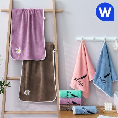 China Viable 70*140 Increased Beach Towel Microfiber Bath Towel Embroidery Beauty Salon Bath Towel Thickened Water Absorption Quick Dry for sale