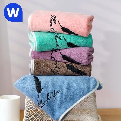 China 35*75 Viable Fiber Superfine Towel Wholesale Beauty Salon Towel Gift Embroidery Youth Home Absorbent Wash And Dry Hair Towel for sale