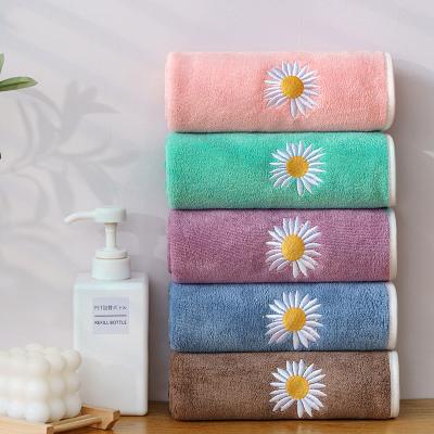 China Viable 35*75 fiber superfine towel wholesale beauty salon towel gift youth home absorbent wash and dry hair towel for sale