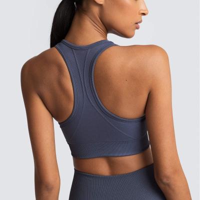 China Breathable yoga vest without steel ring running underwear, seamless back sexy, close-fitting plus-size sports bra for sale