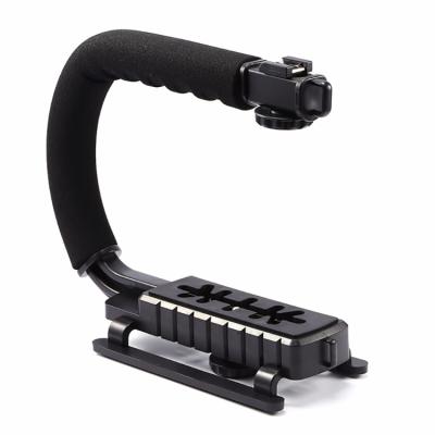 China Single Handgrip DV C type Smartphone Camera Handle Stabilizer Mount flash bracket U type for sale