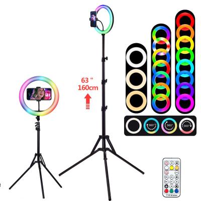 Cina 10 inch RGB Ring Light Beauty Video Studio Photo selfie LED ring Flash light with strong 1.6m Tripod Stand in vendita