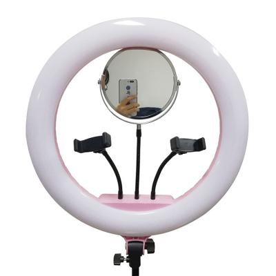 Cina factory supply 18 inch Camera Photo Studio Phone Video 70W 416PCS LED Ring Light with 2mtrs tripod stand and mirror in vendita