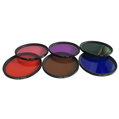 China Round Camera Lens Full Color filter Colorful Filter Orange Blue Grey Red Green Brown Yellow Purple Pink Filter en venta