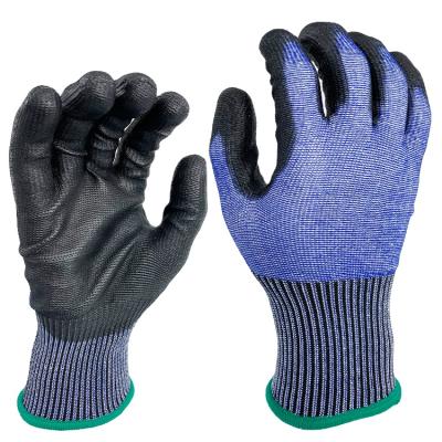 China Flexible High Strength 18G PE Knitted A5 Anti Nitrile Cut Out Foam Rubber Ultra Soft Thin Work Glove for sale