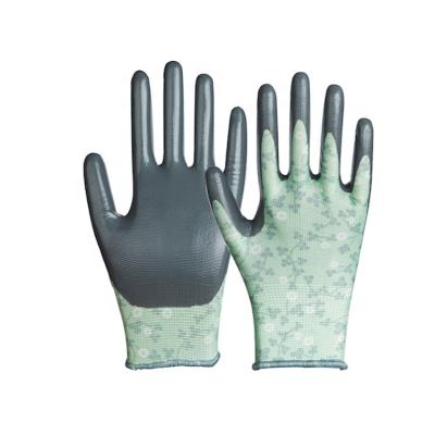 China Wholesale Customized Flexible Coated Nitrile Garden Work Glove for sale