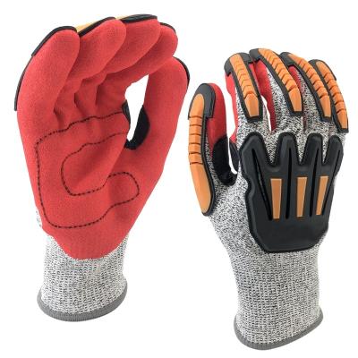 China Anti-Seismic Palm Core Rod EN388 4544D HPPE TPR CUT RESISTANT GLOVE for sale