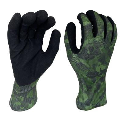 China Flexible Printing Flower Camouflage PU Grip Work Garden Glove for sale