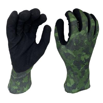 China Flexible Camouflage Printed Sandy Nitrile Garden Glove for sale