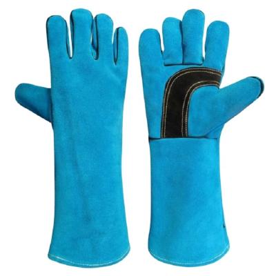 China CE Goatskin Cowhide Argon MIG Welder Anti Arc Tig Leather Welding Gloves Hand Work Safety Heat for sale