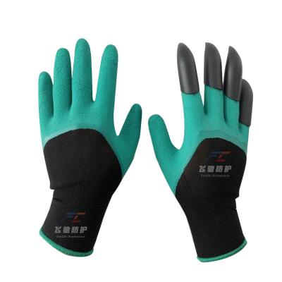 China Hot Sale Wholesale Custom Waterproof Breathable Latex Anti-skid Digging Planting Agriculture Garden Gloves With Claws for sale