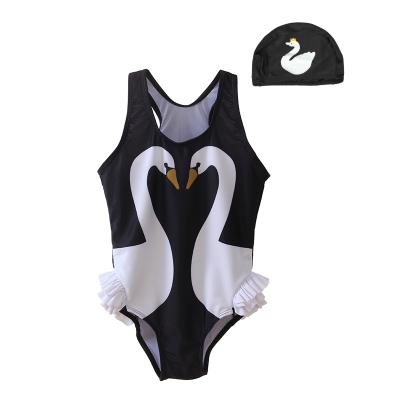 China High Waisted Girls Breathable Breathable Swimwear With Swan Swimsuit for sale