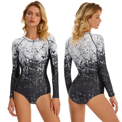 China OEM Anti Anti UV Quick Dry Two Piece Ladies Surfing UPF 50 Long Sleeve Fitness Swimwear Tops For Women Rashguard Surf Bikini Women Rash Guard for sale