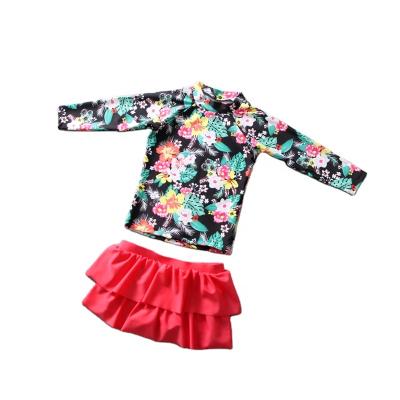 China Floral UV Rash Guard Kids Short Sleeve Baby Swimwear 3 Piece Sun Protection Long Sleeve Swimsuit for sale