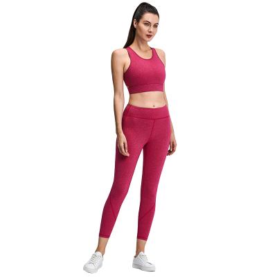 China Best Selling Breathable Sports Tight Bra And Yoga Pants High Waist Gaiters For Women Yoga Set Solid Pattern for sale