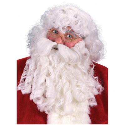 China Natural Christmas Santa Claus Wig Set Appearance with Eyebrow and Wigs Beard Glasses for Saint Nicholas Father Christmas Babbo Natale Cosplay for sale