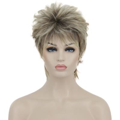 China Natural Look Brown Blonde Short Wholesale Cheap Pixie Cut Wigs For White Women Cute Wavy Full Hair Wigs For Women Natural Synthetic Wigs for sale