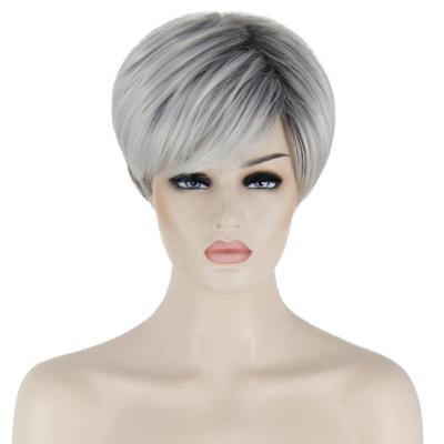 China Wholesale Natural Cheap Synthetic Hair Wigs Short Water Wave Bob Straight Natural Pixie Cut Wig Water Wave Jewish Wigs For White Women for sale