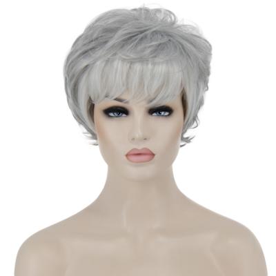 China Wholesale Natural Looking Pixie Curly Short Bob Hair Machine Made Wigs With Bangs Water Wave Fiber Cheap Wig With Lowest Price for sale