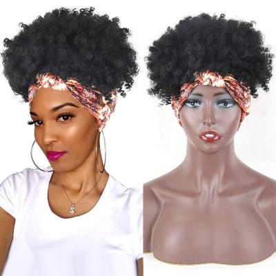 China Pretty and Sweet Headband Beauty Forever Short Synthetic Curly Natural Afro Curly Hair Headband Wig Burgundy Deep Wave Head Band Wig For Black Women for sale