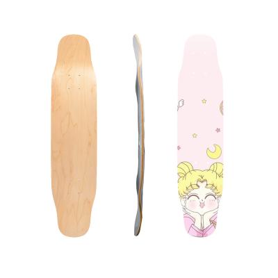 China Professional Free Skater Custom 7 Layers Concave Maple Longboard Board Dancing Double Kick Maple Wooden Double Kick Deck For Boys Girls for sale