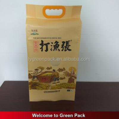 China Barrier Handle PP Plastic Non Woven Rice Bag 25kg Thailand Rice Bags With Clear Window for sale