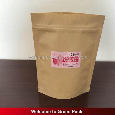 China Customized 16oz moisture proof kraft natural paper stand up pouch with window and zipper doypack with label for sale