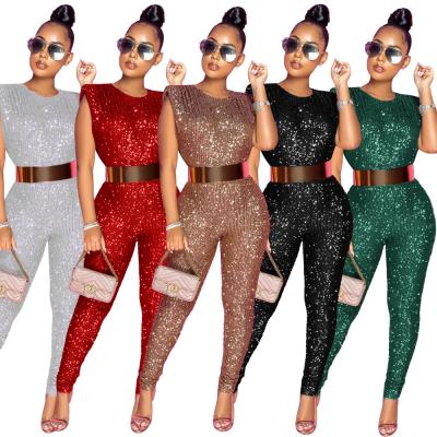 China S~5X Ladies Fashion Anti-pilling Party Sequin One Piece Sleeveless Women's Overall Elegant for sale