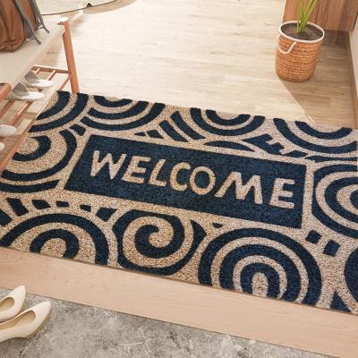 China Custom PVC Non-Slip And Dustproof Easy Entry Imitation Coconut Tree Care Indoor Outdoor Door Mat Washable for sale