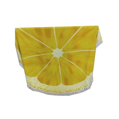 China 100% Sustainable Top Quality Microfiber Lemon Fruit Round Beach Towel For Beach Used for sale