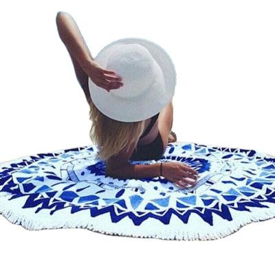 China Sustainable Professional Microfiber Printing Beach Towel Round Tassels With Large Size for sale